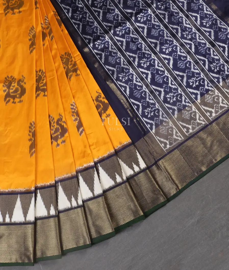 Yellow Ikat Silk Saree T5452292