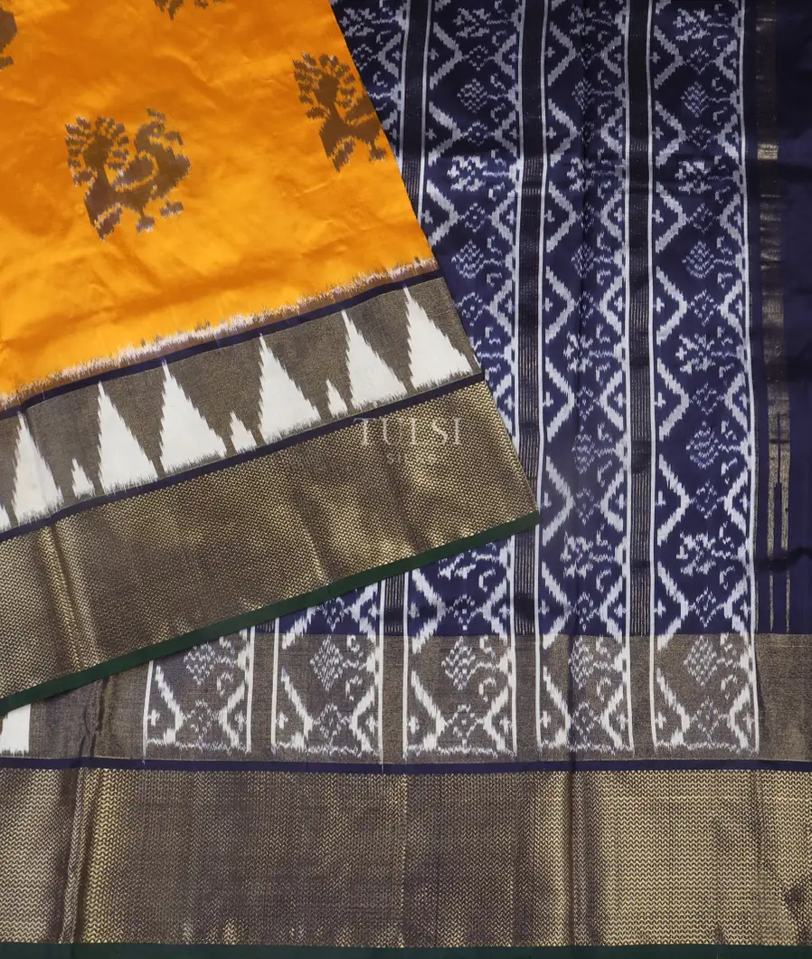 Yellow Ikat Silk Saree T5452294