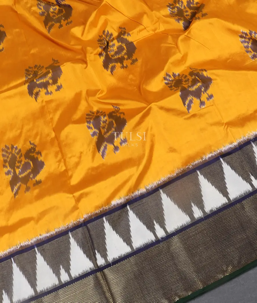 Yellow Ikat Silk Saree T5452295