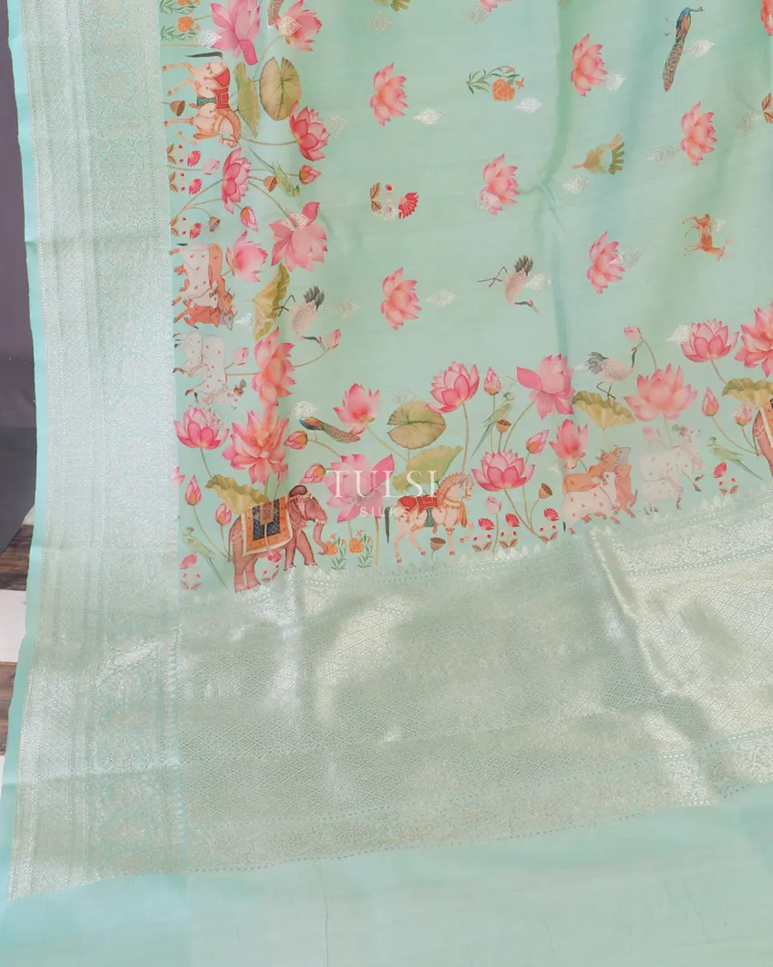 Blue Banaras Kathan Silk Saree T5441612