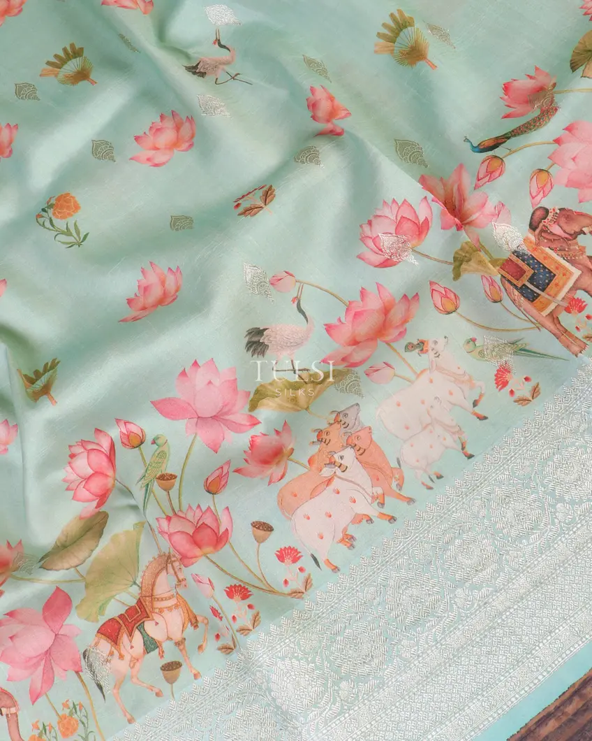 Blue Banaras Kathan Silk Saree T5441615