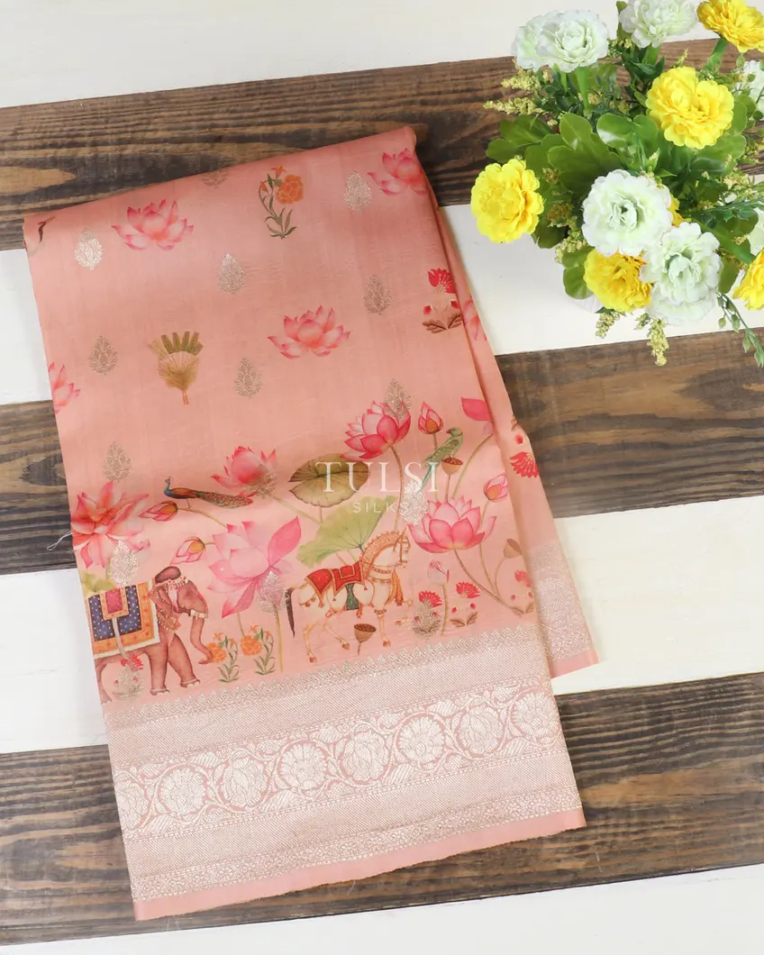 Pink Banaras Kathan Silk Saree T544154-image