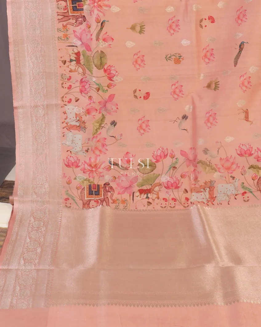 Pink Banaras Kathan Silk Saree T5441542