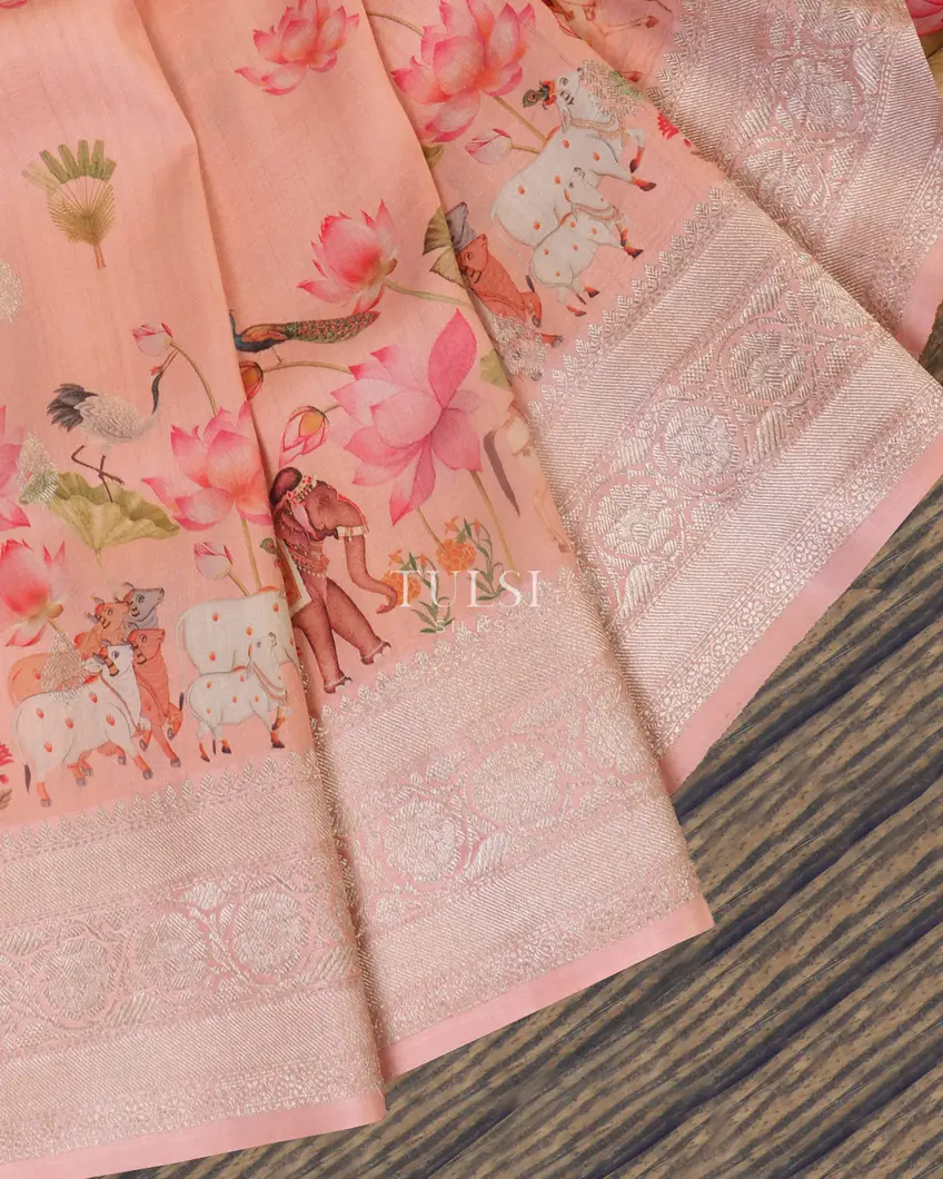 Pink Banaras Kathan Silk Saree T5441544