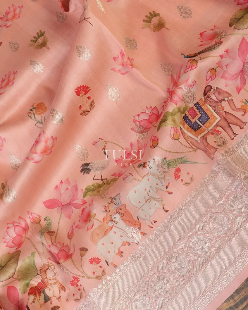 Pink Banaras Kathan Silk Saree T5441545