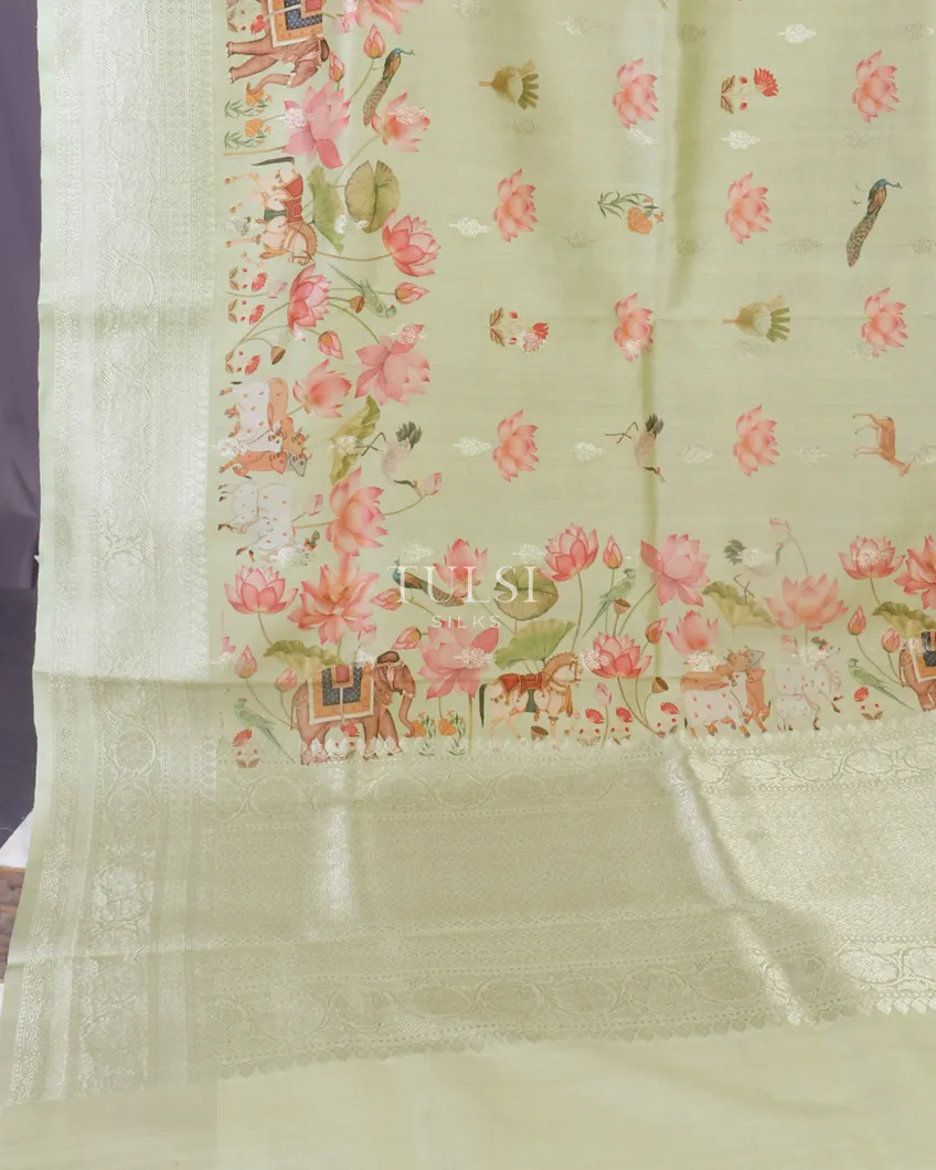 Green Banaras Kathan Silk Saree T5441512