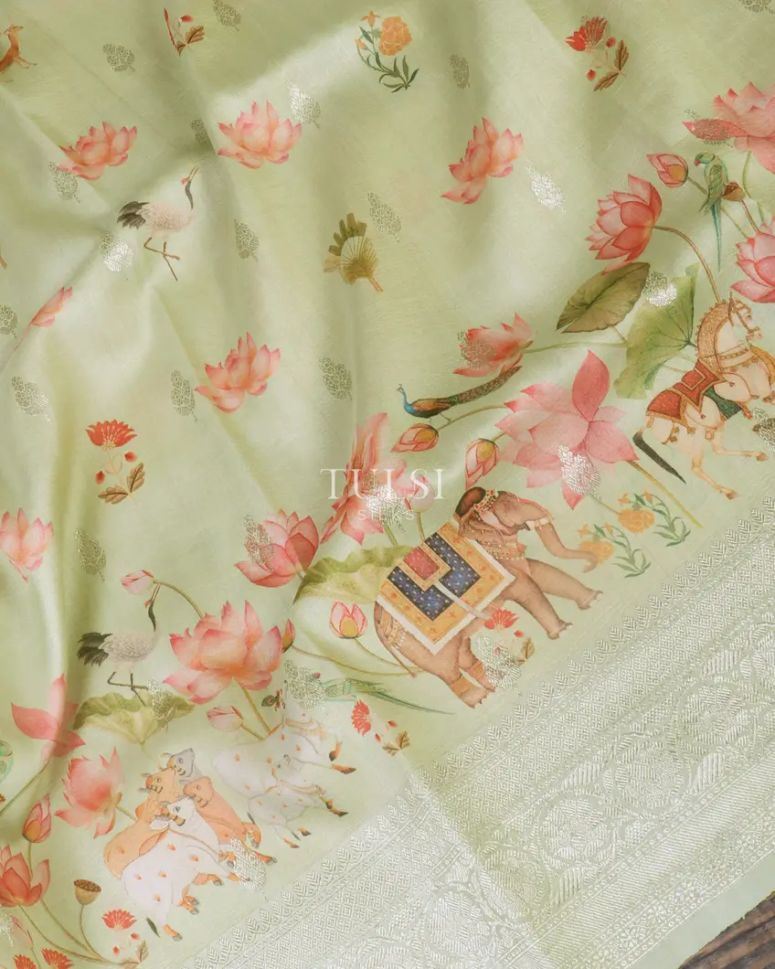 Green Banaras Kathan Silk Saree T5441515