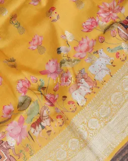 Yellow Banaras Kathan Silk Saree T5441555