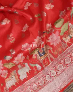 Red Banaras Kathan Silk Saree T5441605