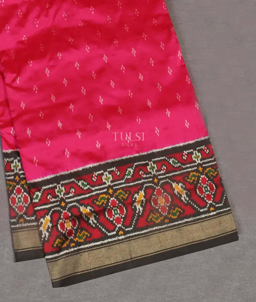 Magenta Ikat Silk Saree T544926-image