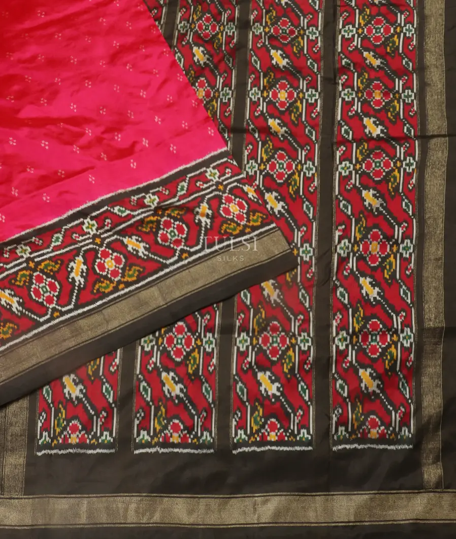 Magenta Ikat Silk Saree T5449262