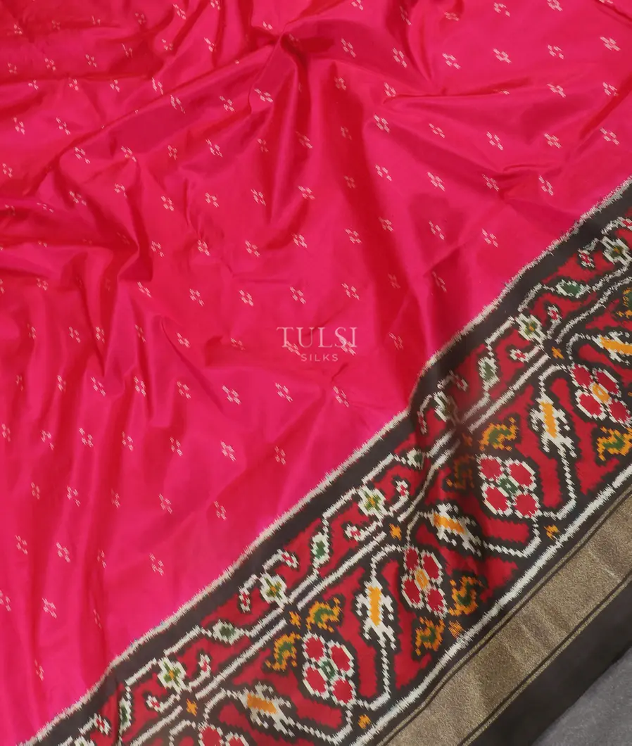 Magenta Ikat Silk Saree T5449265
