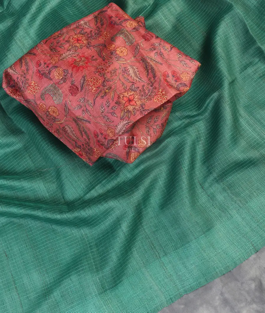 Green Woven Tussar Saree T5413014