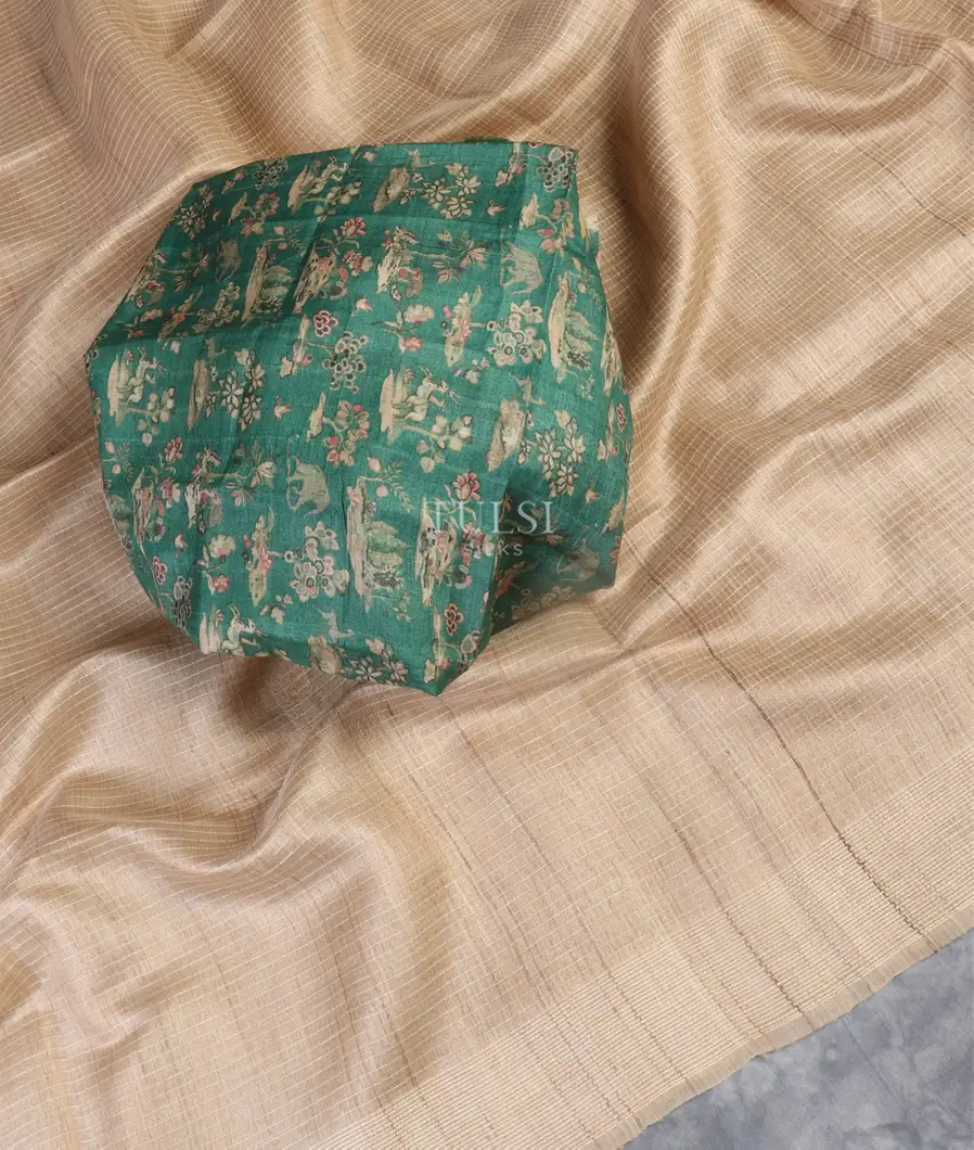 Beige Woven Tussar Saree T5413044