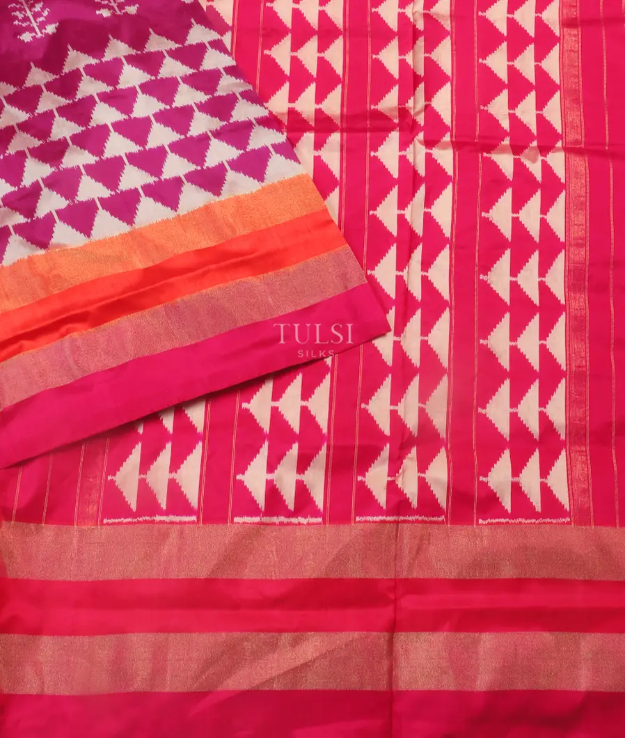 Purple Ikat Silk Saree T5449072