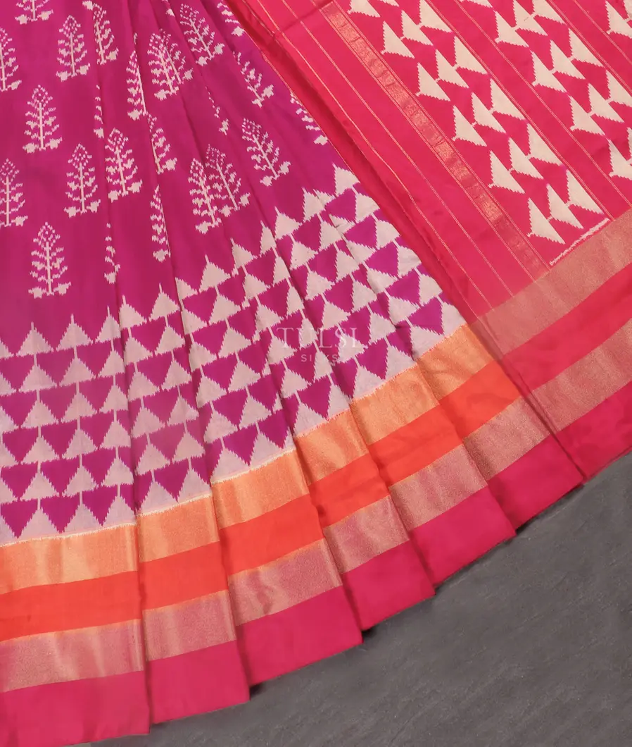 Purple Ikat Silk Saree T5449074