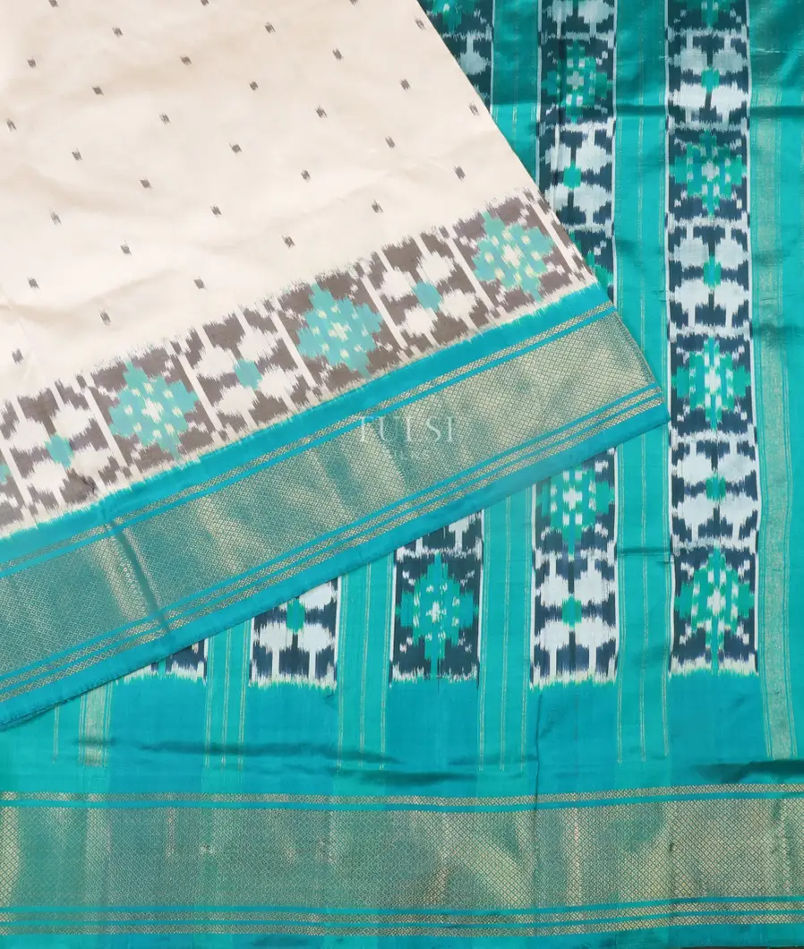 White Ikat Silk Saree T5452052