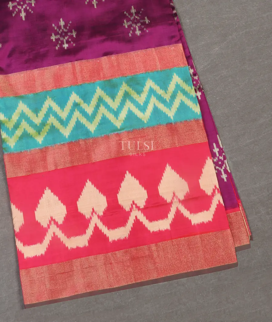 Purple Ikat Silk Saree T545198-image