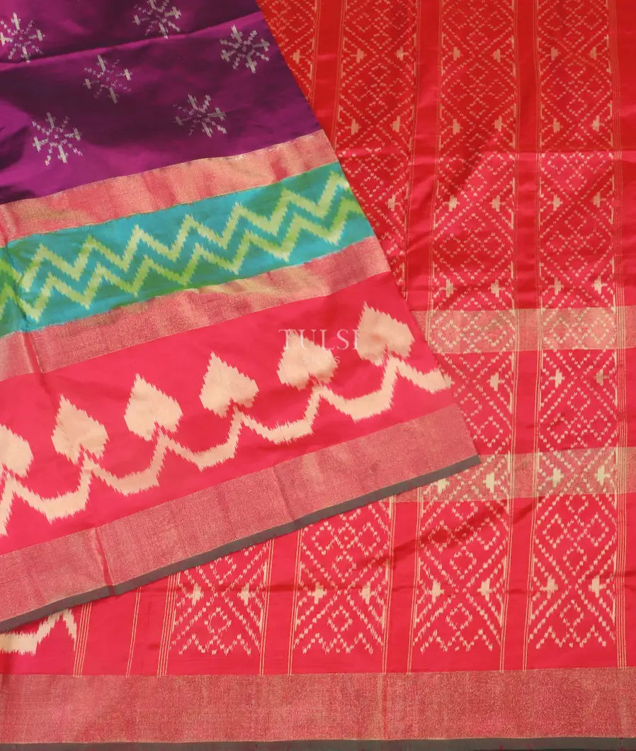 Purple Ikat Silk Saree T5451982