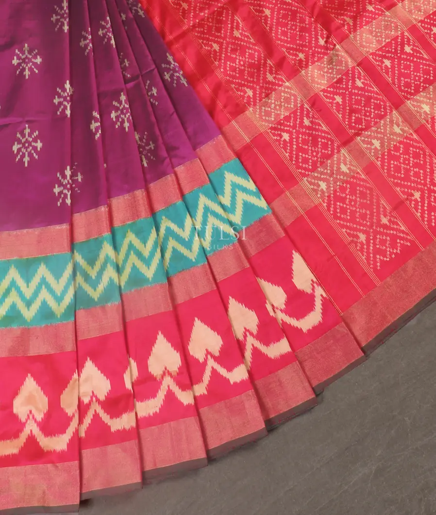 Purple Ikat Silk Saree T5451984