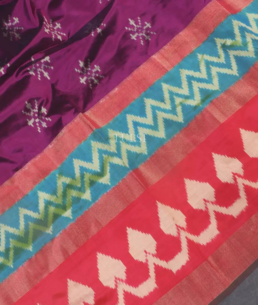 Purple Ikat Silk Saree T5451985