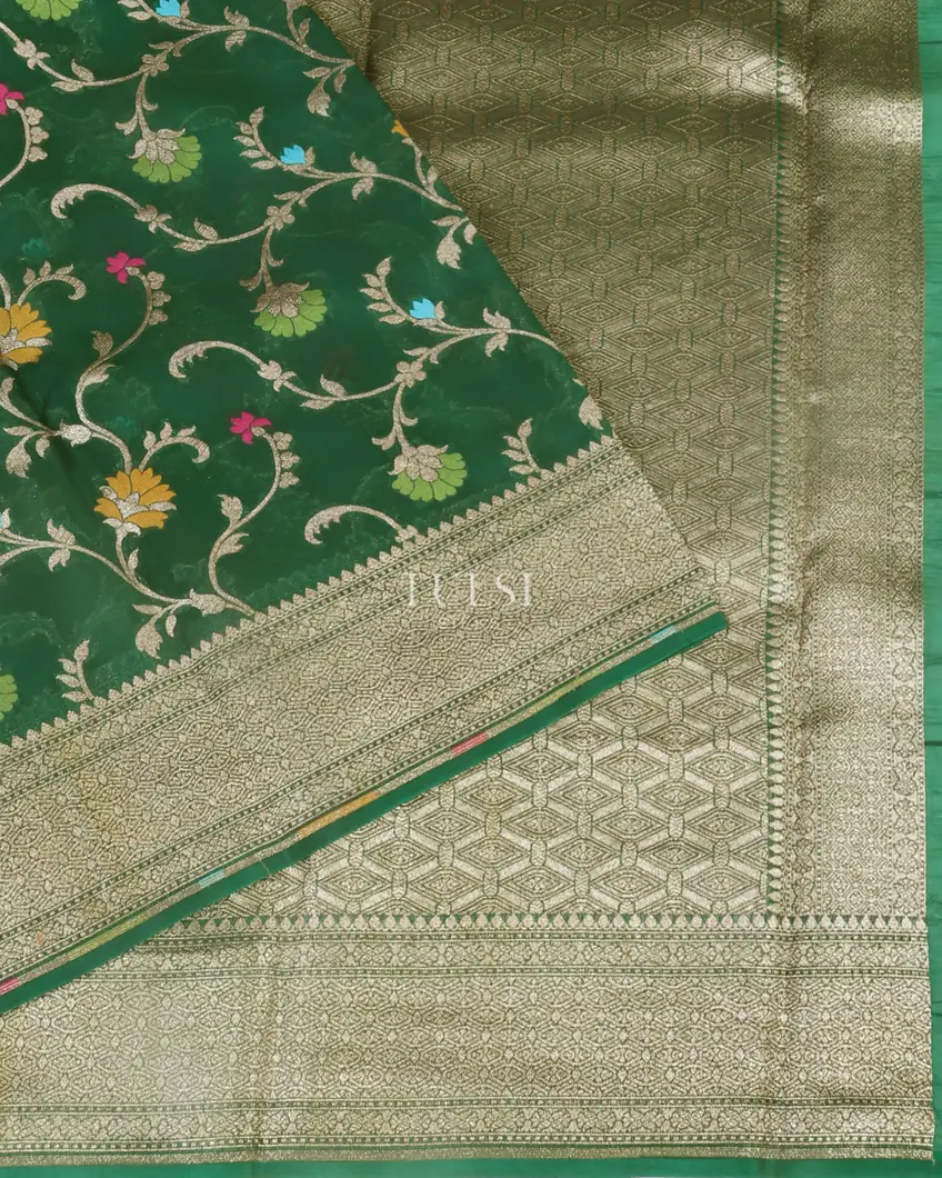 Green Banaras Organza Saree T5453102