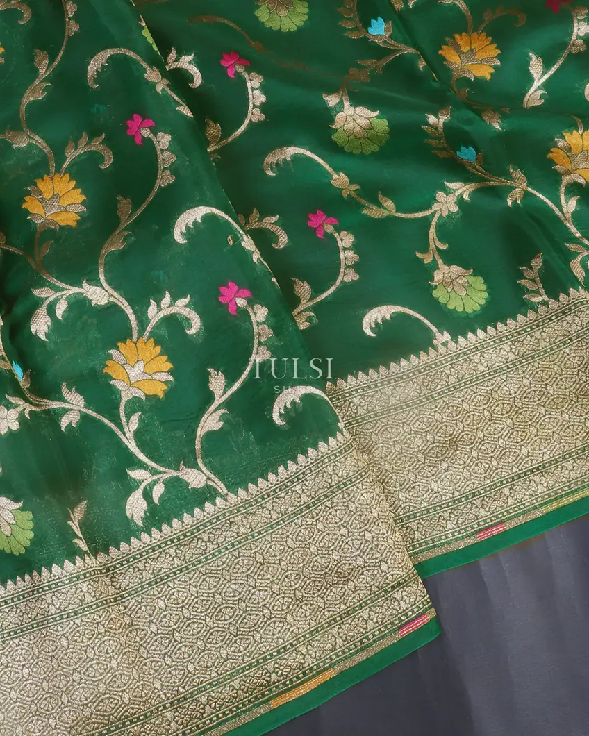 Green Banaras Organza Saree T5453104