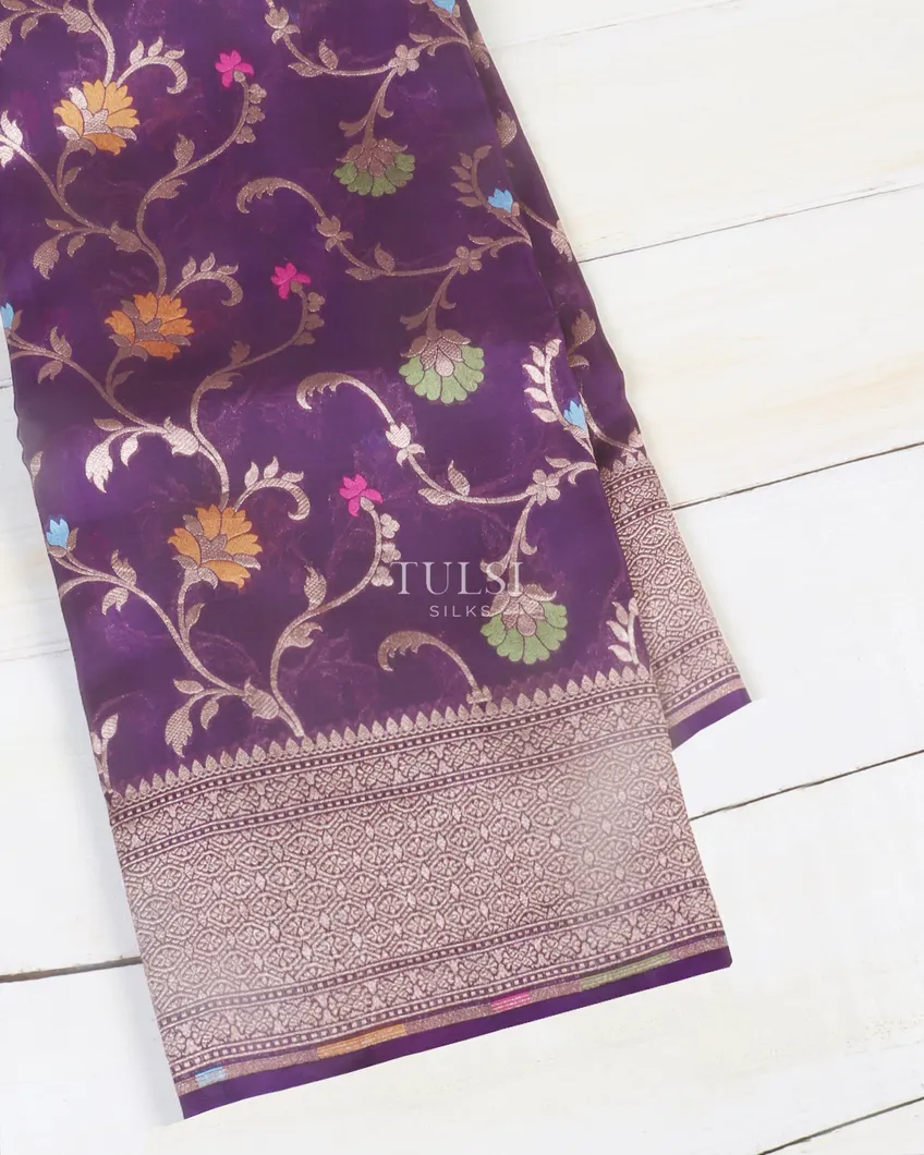 Purple Banaras Organza Saree T545311-image