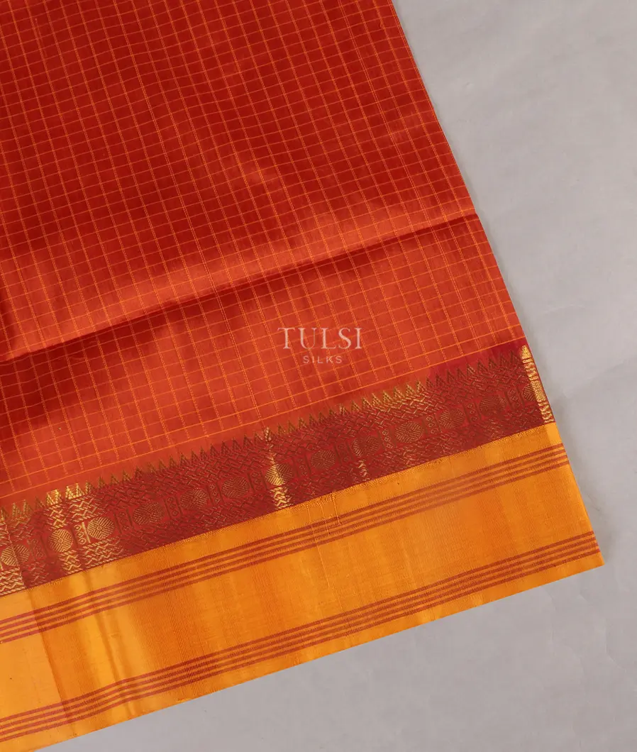 Rust Silk Cotton Saree T541742-image