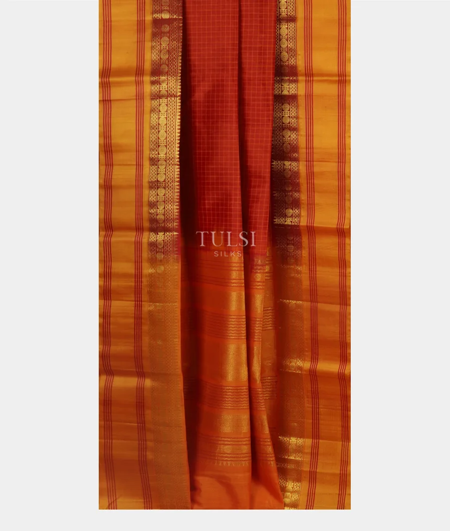 Rust Silk Cotton Saree T5417422