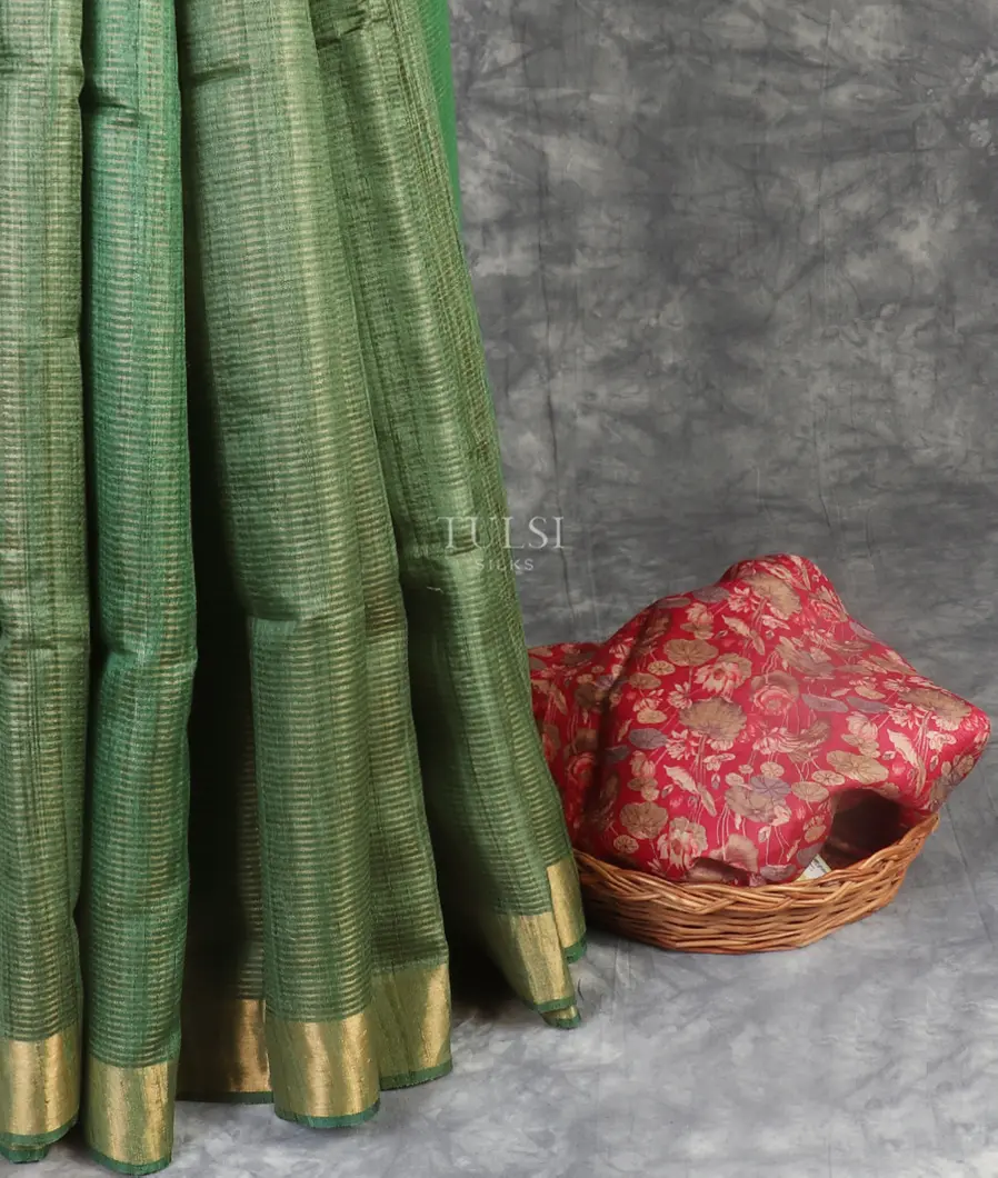 Green Woven Tussar Saree T5413132