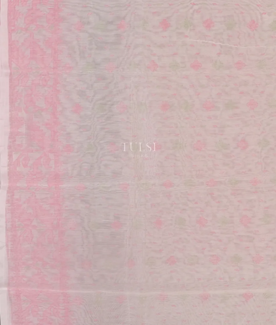 White Dhakai Cotton Saree T5435263