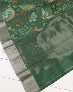 Green Tussar Printed Saree T5219154
