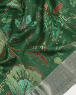 Green Tussar Printed Saree T5219155