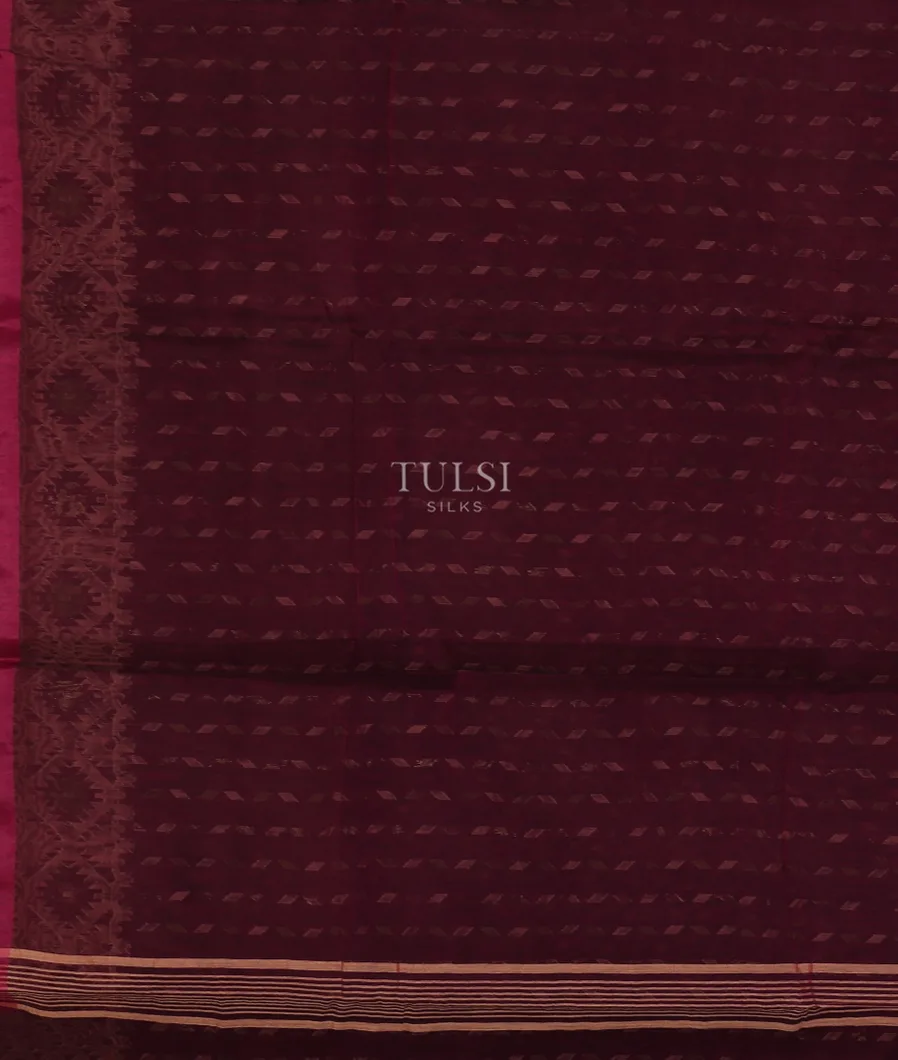 Burgundy Dhakai Cotton Saree T5435483