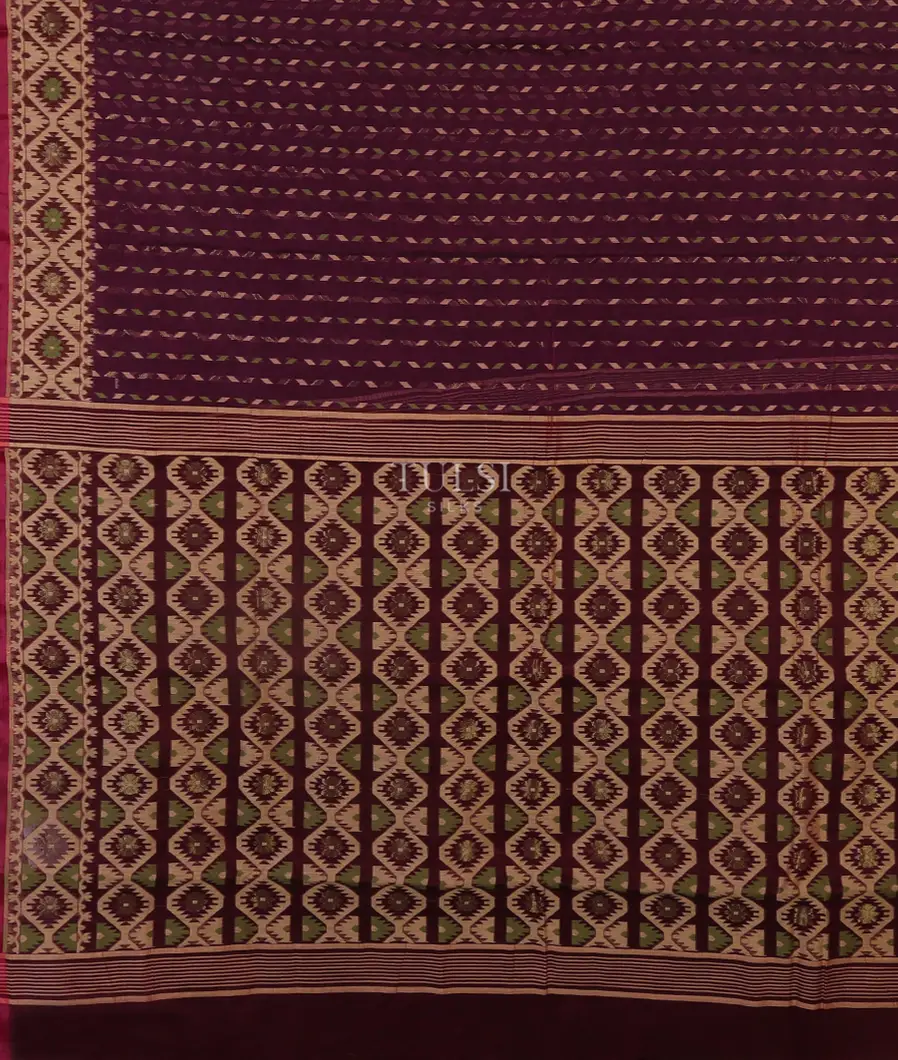 Burgundy Dhakai Cotton Saree T5435484