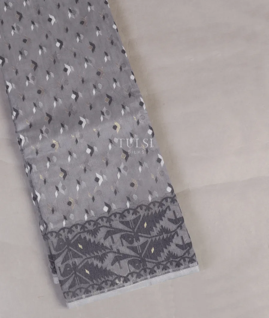Grey Dhakai Cotton Saree T504850-image