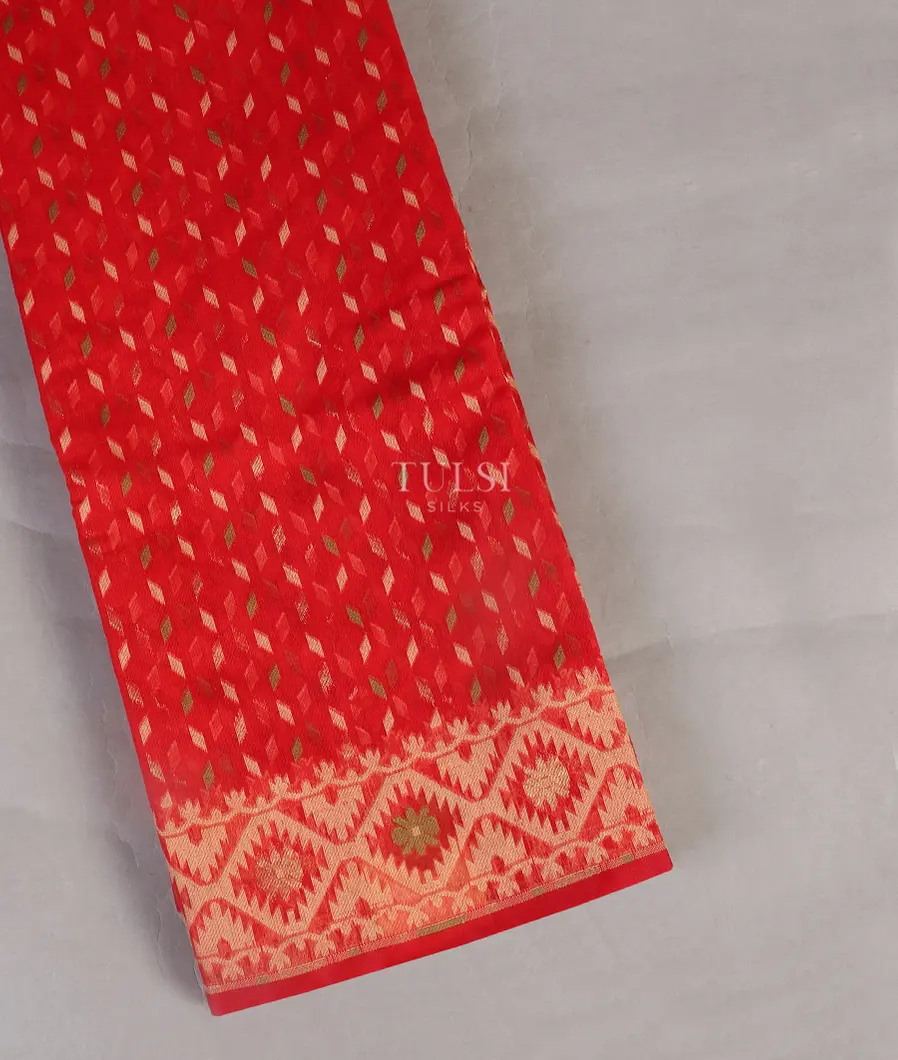 Red Dhakai Cotton Saree T543536-image