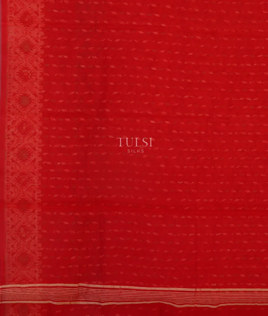 Red Dhakai Cotton Saree T5435363