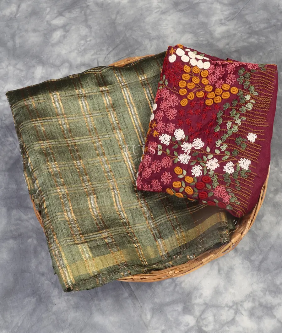 Green Woven Tussar Saree T541297-image