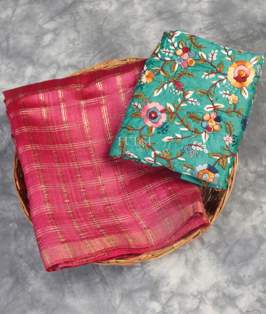 Pink Woven Tussar Saree T541295-image