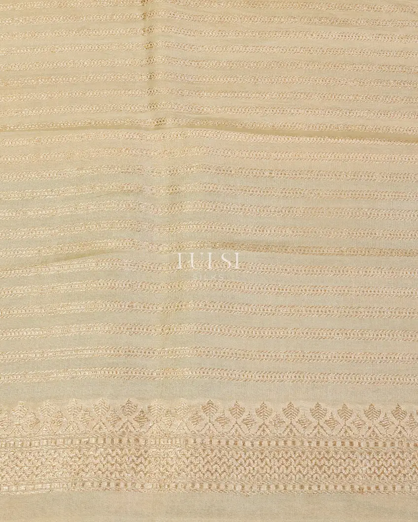 Off-White Tussar Georgette Saree T5445423