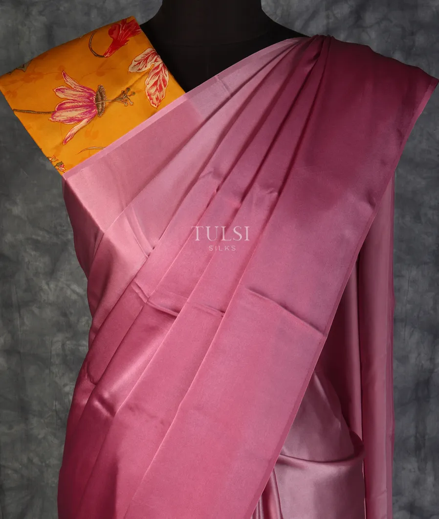 Pink Satin Crepe Silk Saree T547022-image