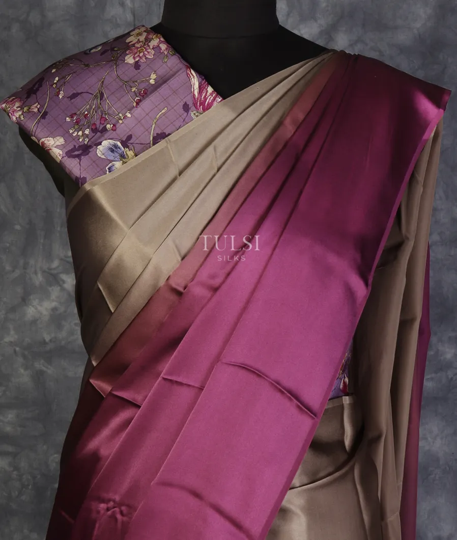 Grey Satin Crepe Silk Saree T547023-image