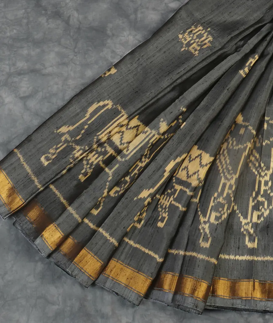 Grey Patola Silk Saree T5468582