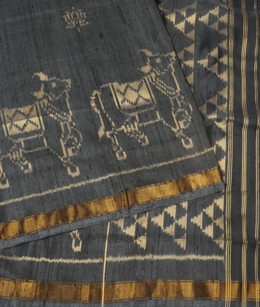 Grey Patola Silk Saree T5468584