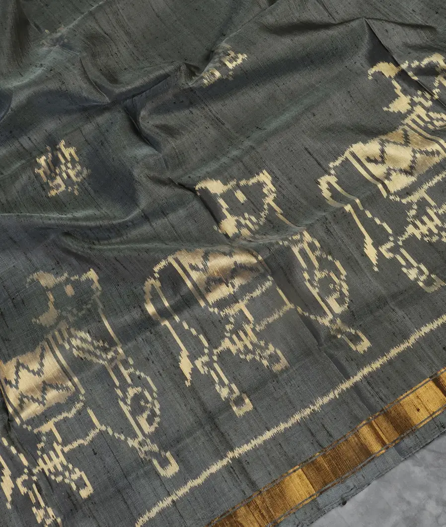 Grey Patola Silk Saree T5468585