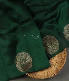 Bottle Green Banaras Tussar Saree T5481741