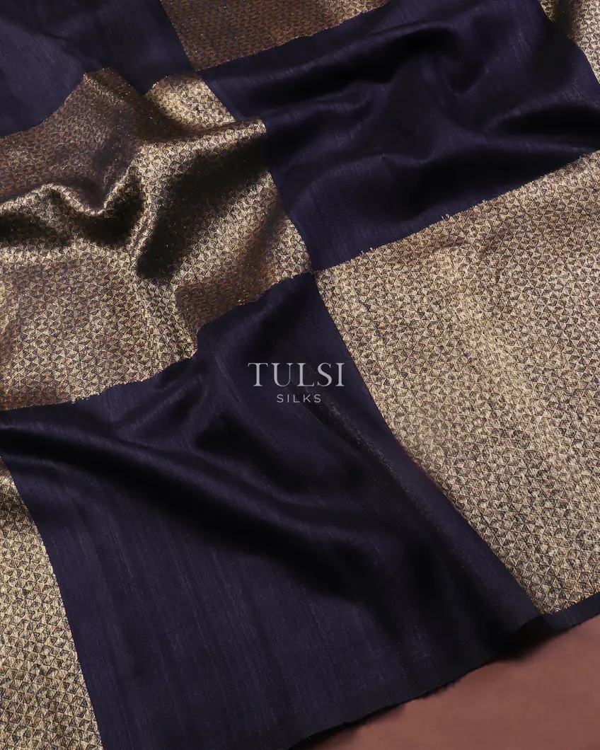Midnight Blue Banaras Tussar Saree T5479644