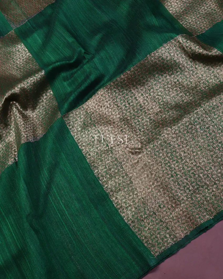 Green Banaras Tussar Saree T5479714